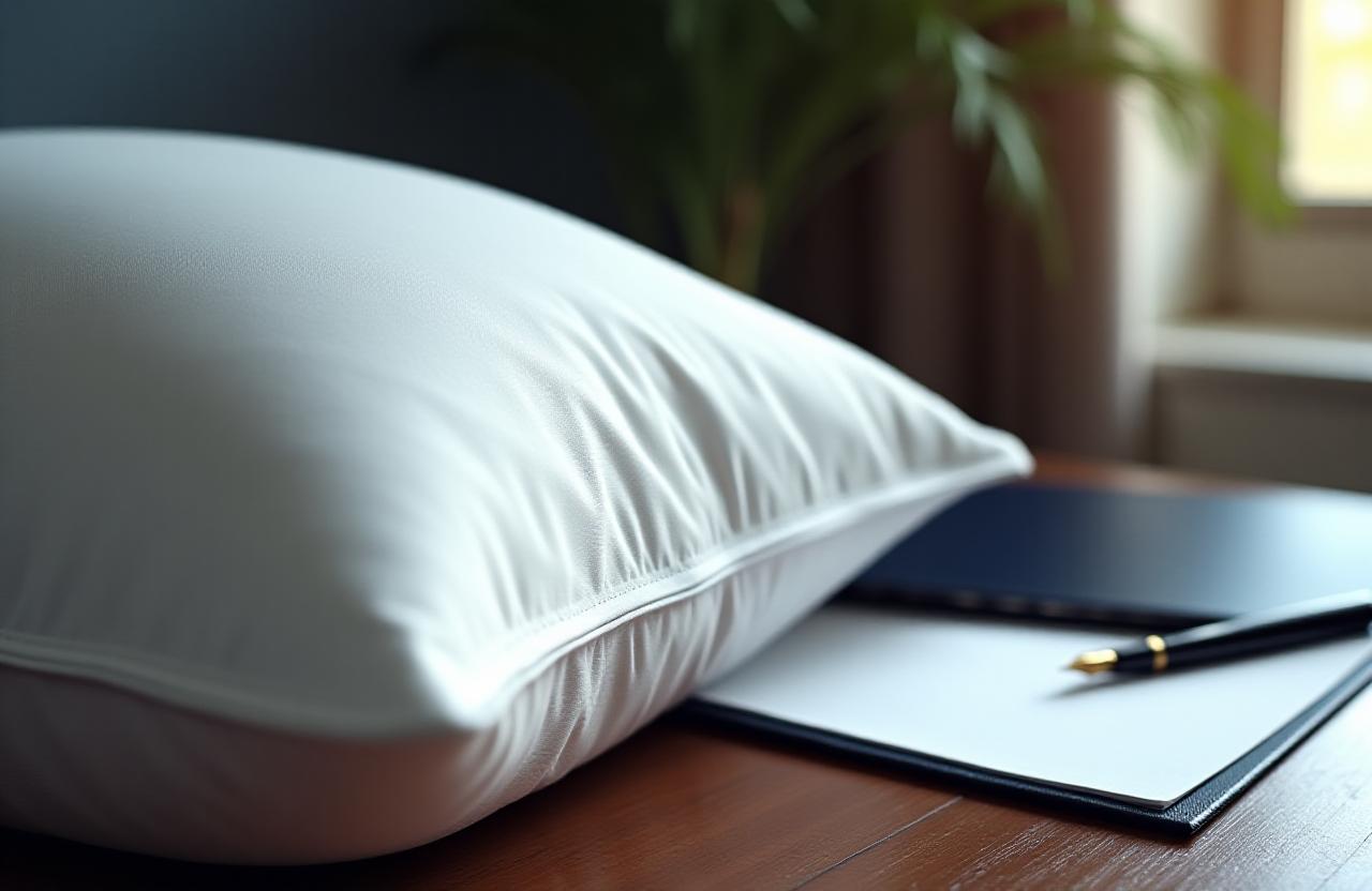 Close up of luxury bedding with professional contract documents